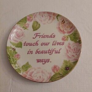 Paula Decorative 6.5" Pink Plate Friends Touch Our Lives In Beautiful Ways